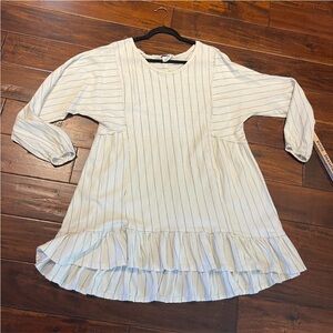 Free People Beach white with Gray stripe Baby Doll Dress